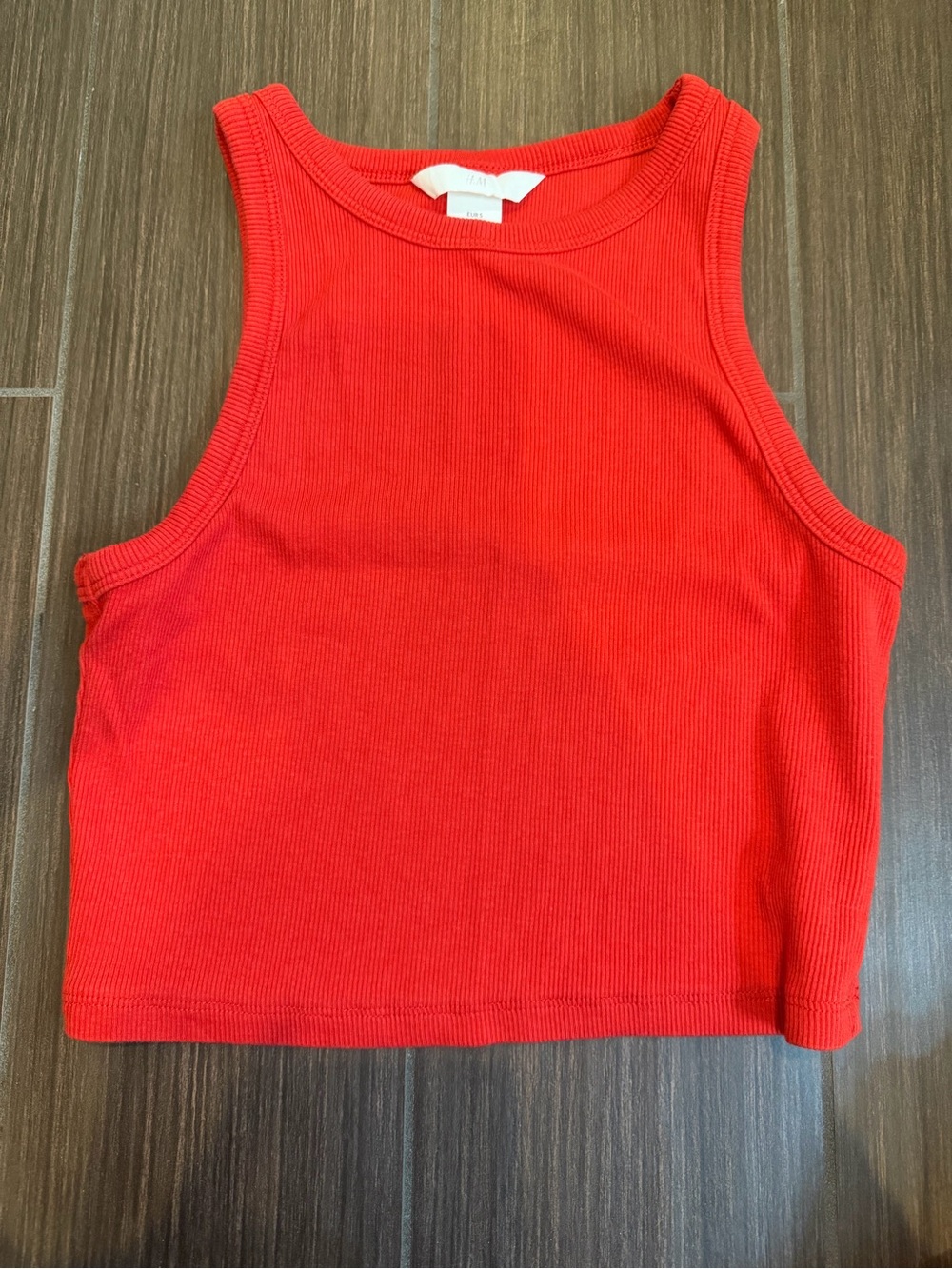 H&M Red Ribbed Cropped Tank